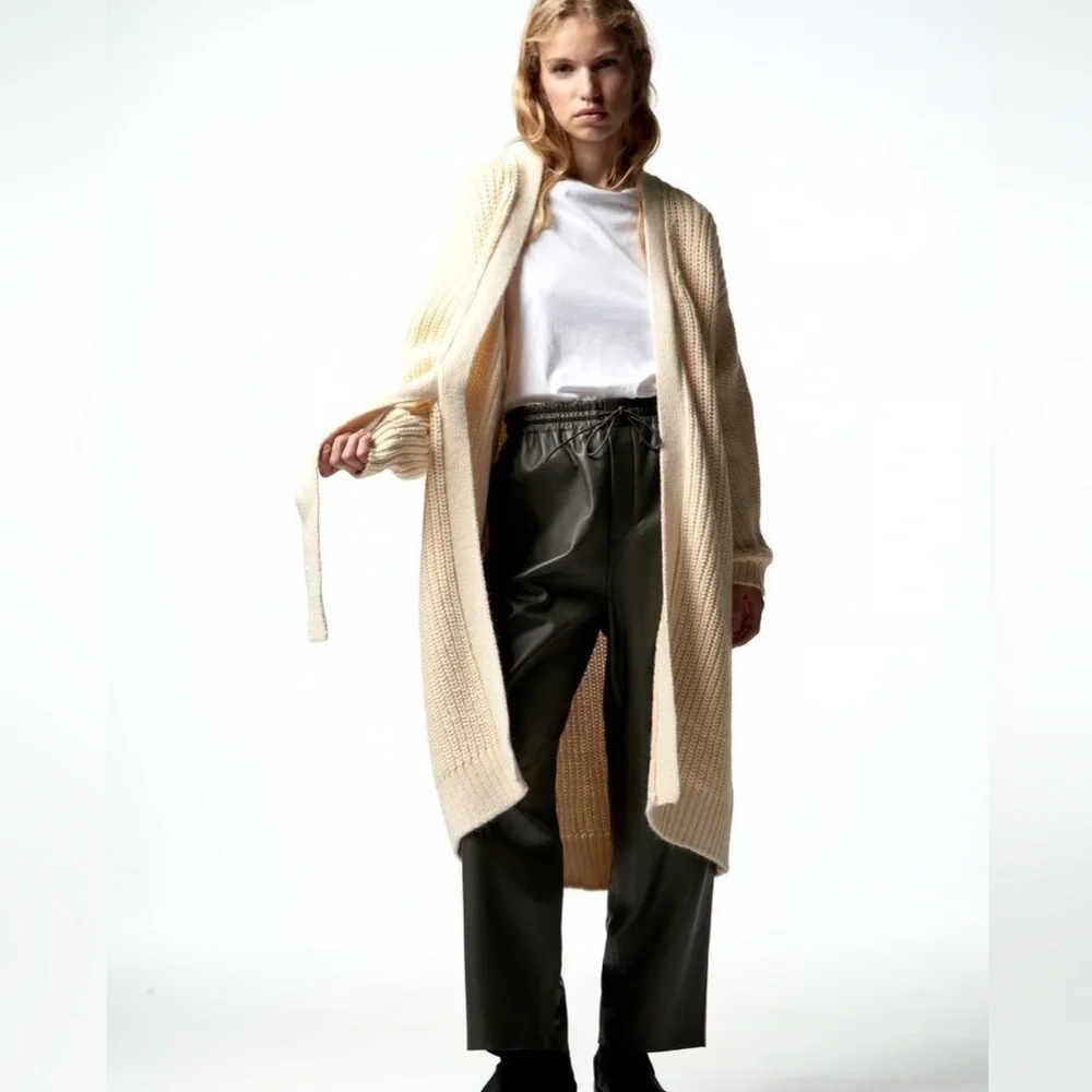Zara long wrap chunky knit oversized cardigan - Picture 9 of 11